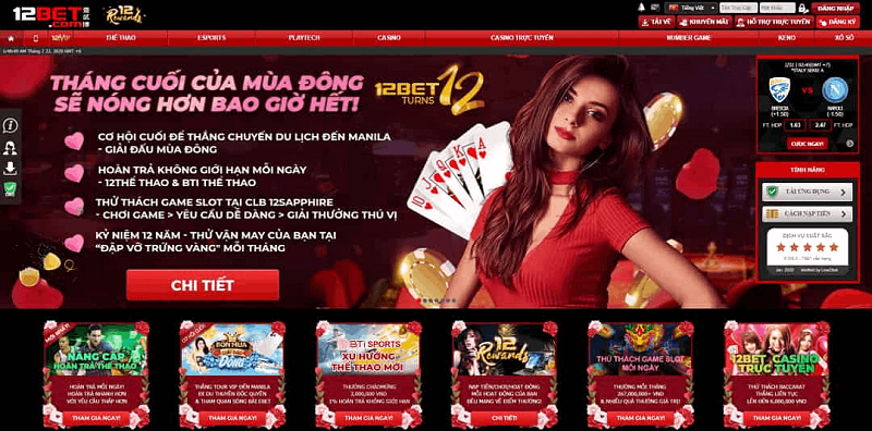 12Bet - Siêu phẩm nhà cái đạt điểm 10 về chất lượng